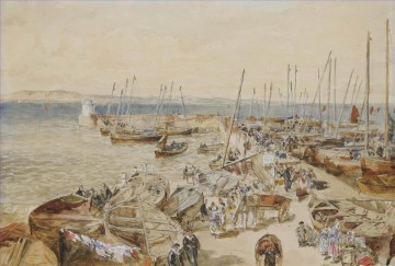 フォース湾サミュエル・ボーのニューヘブン港の風景 Oil Paintings